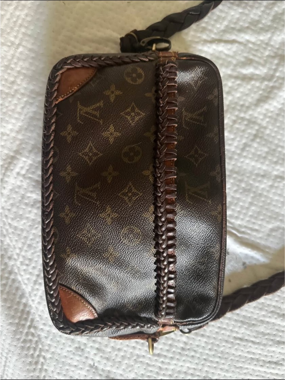 Louis Vuitton Brown Monogram Braided-Trim Messenger Bag